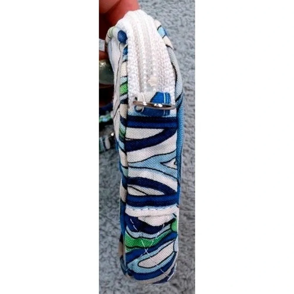 Vera Bradley Mediterranean White Quilted Cotton Zip Wristlet - Made in USA